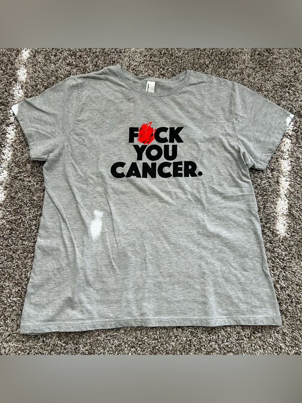AMERICAN APPAREL F#CK YOU CANCER GRAPHIC T SHIRT LADIES 2XL GRAY